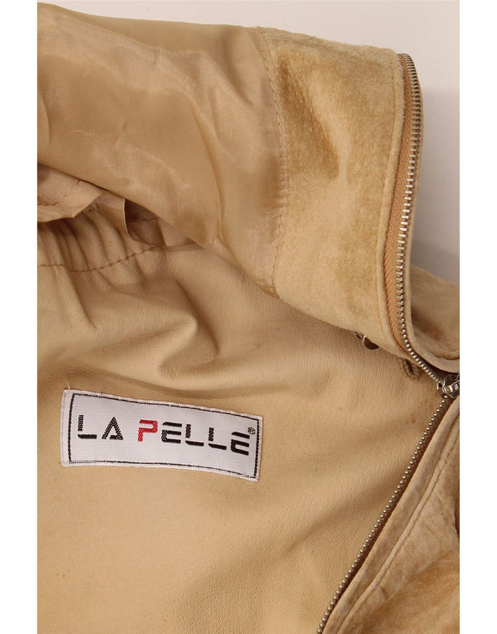 LA PELLE Womens Hooded Suede Jacket IT 48 XL Beige Leather Vintage La Pelle and Second-Hand La Pelle from Messina Hembry 