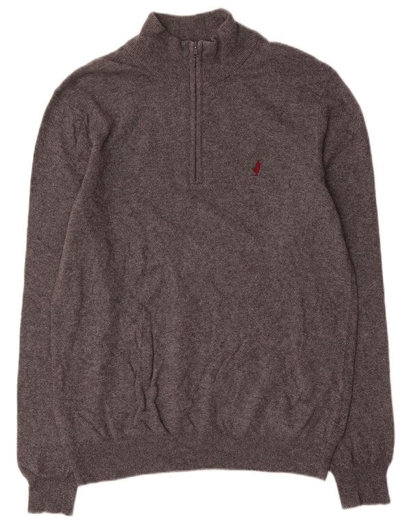 Marlboro Classics Maglione da uomo con zip e collo grande in cashmere grigio
