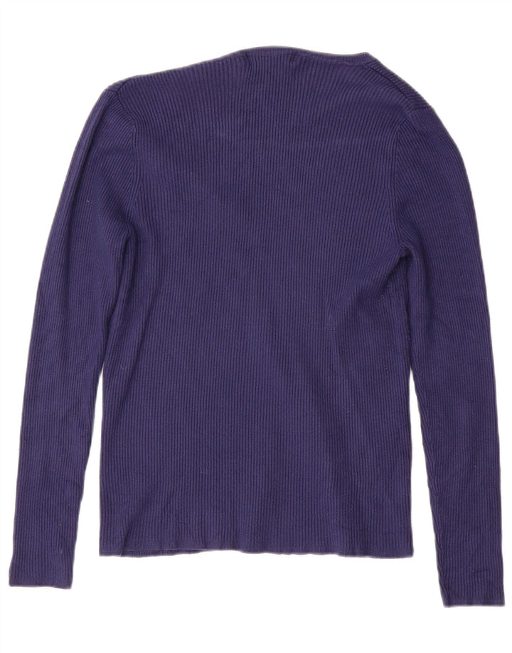 MARKS & SPENCER maglione da donna con scollo a V UK 10 piccolo blu navy