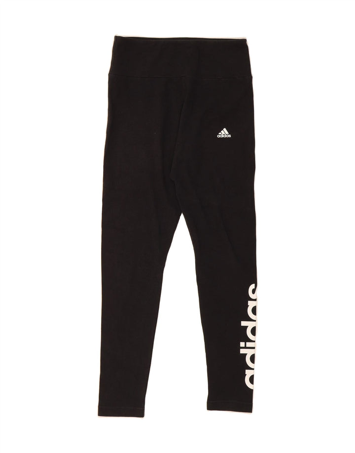 ADIDAS Womens Graphic Leggings UK 12/14 Medium Black Cotton Vintage Adidas and Second-Hand Adidas from Messina Hembry 