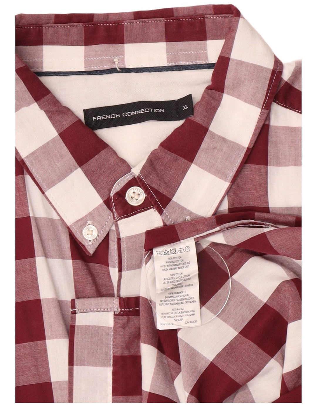 Camicia da uomo French Connection XL in cotone a quadretti bordeaux