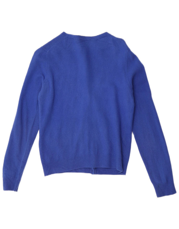 Maglione cardigan corto da donna Benetton UK 12 Lana nuova blu medio