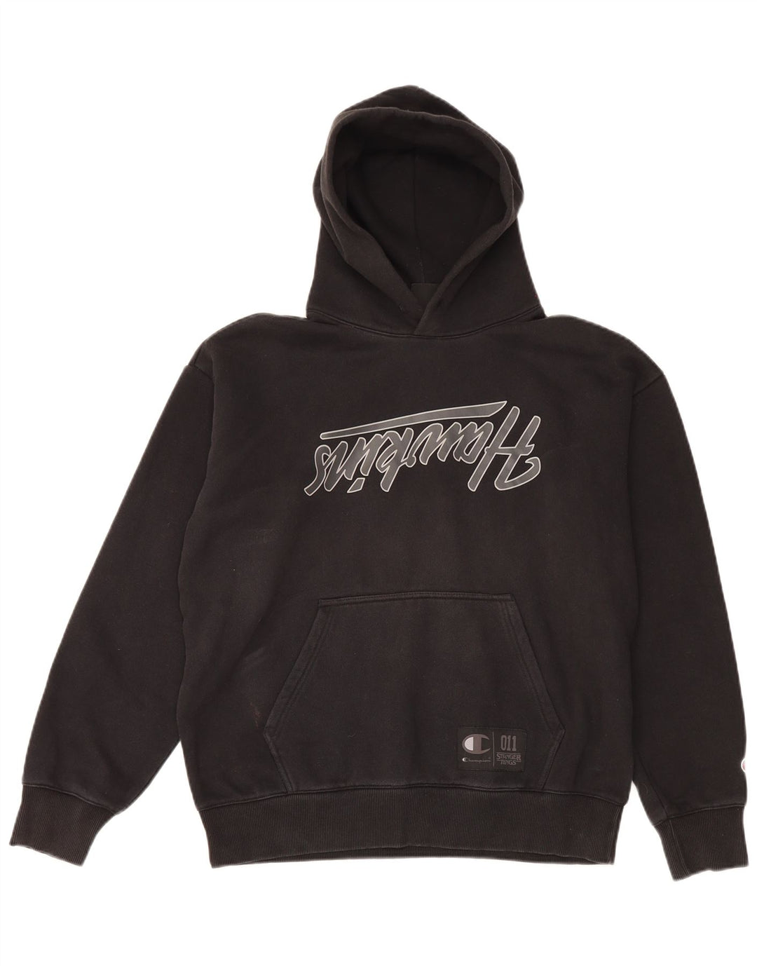 Felpa con cappuccio grafica da uomo Champion Large nera