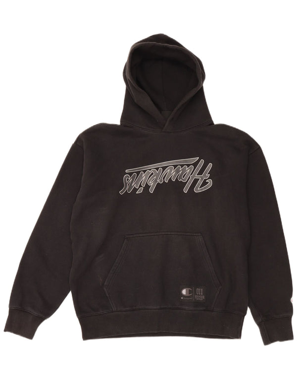 Felpa con cappuccio grafica da uomo Champion Large nera
