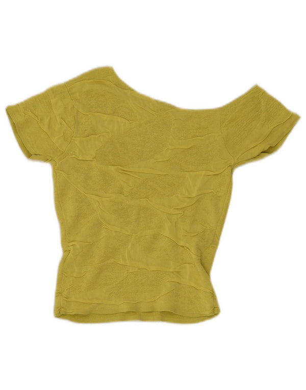 Top corto in maglia monospalla da donna Zara UK 8 piccolo in viscosa verde