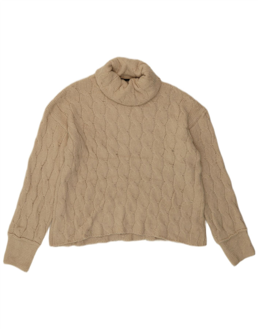 Maglione maglione collo alto da donna Zara UK 10 piccolo beige