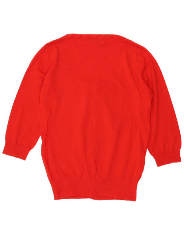 Maglione cardigan con maniche a 3/4 da donna Zara UK 12 cotone rosso medio