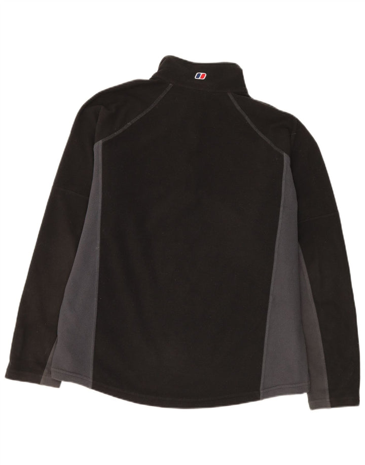 BERGHAUS Maglione in pile da uomo con zip e collo, grande, in poliestere color block nero