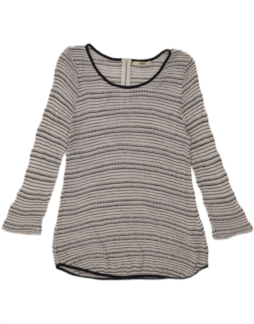 Top tunica manica 3/4 da donna Oasis UK 12 Viscosa a righe bianche medie