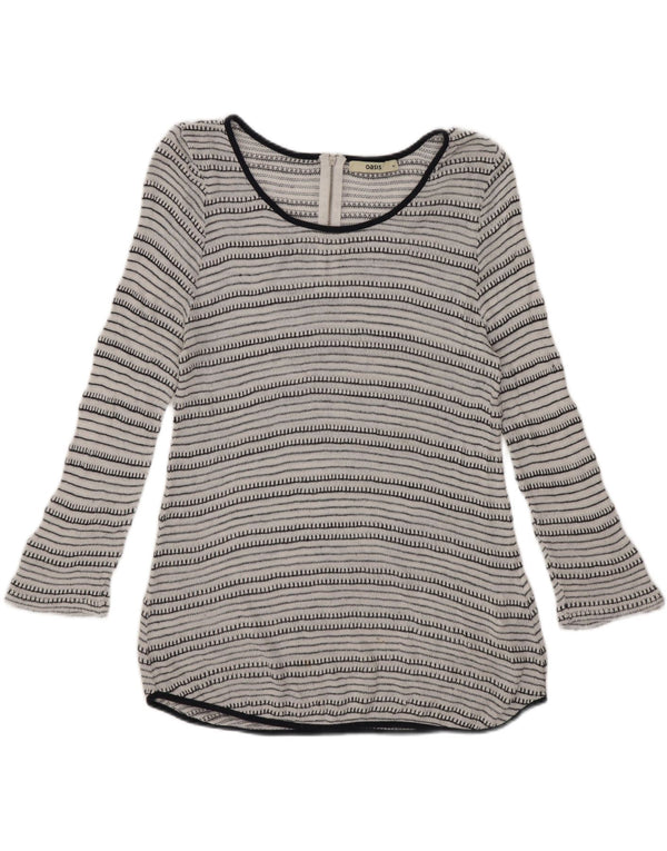 Top tunica manica 3/4 da donna Oasis UK 12 Viscosa a righe bianche medie