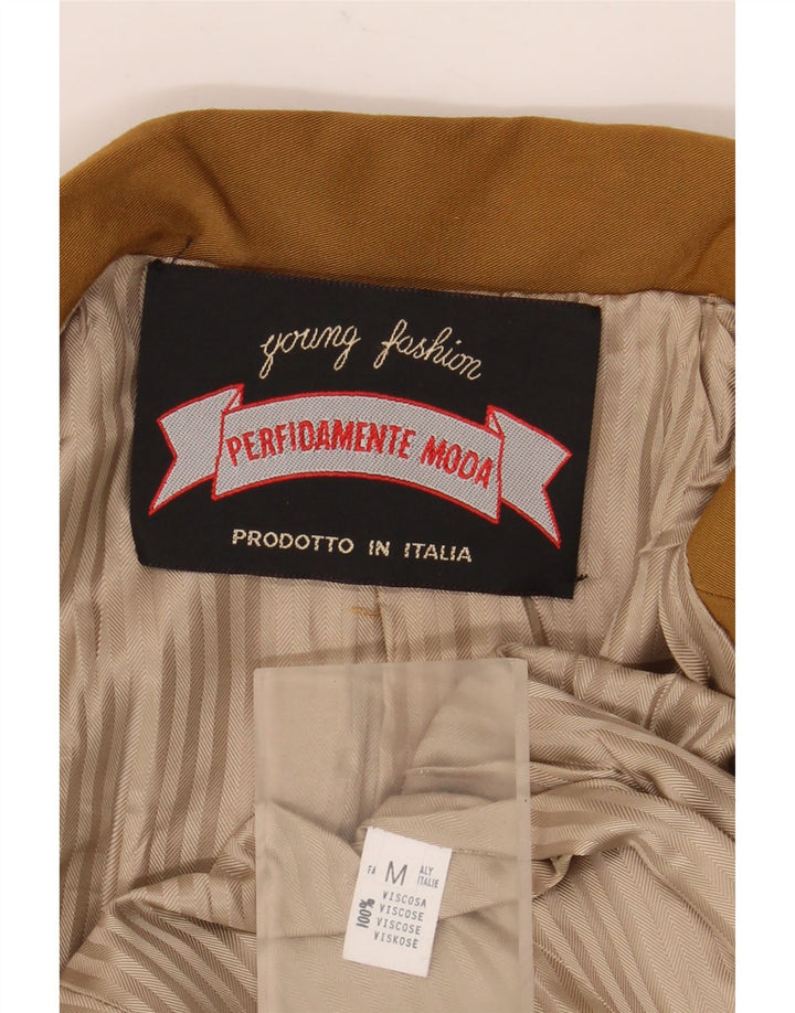 Giacca blazer vintage da donna a 3 bottoni UK 14 viscosa beige medio