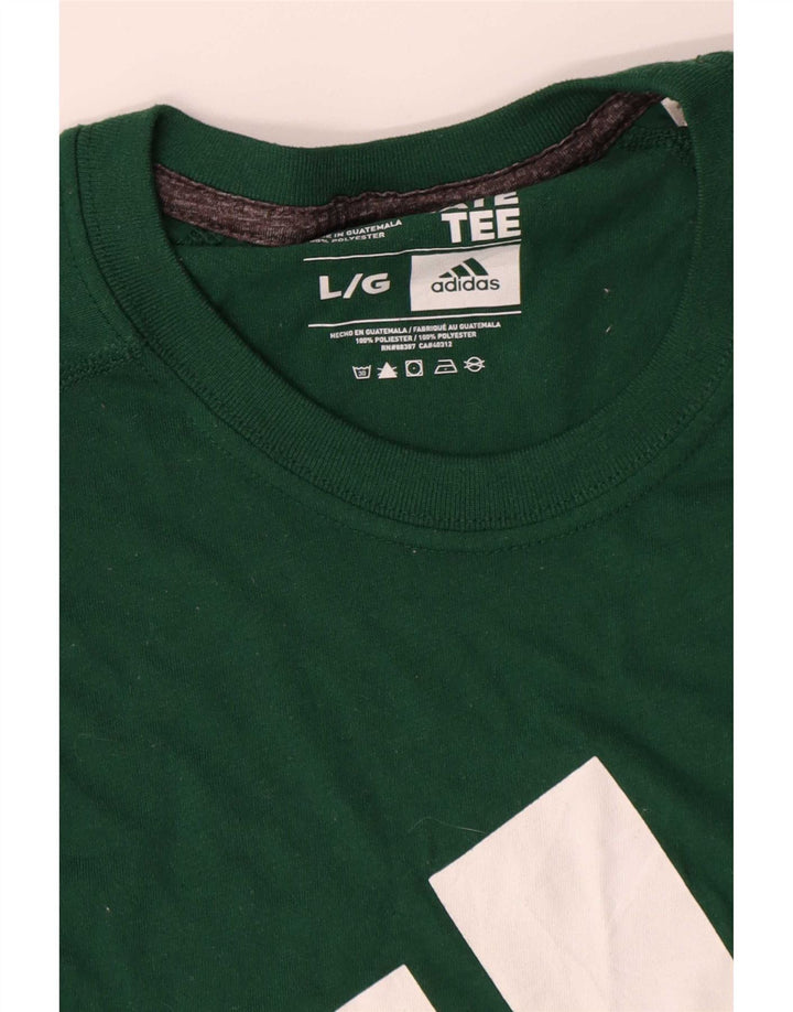 Adidas Uomo Climalite Graphic Top manica lunga grande cotone verde