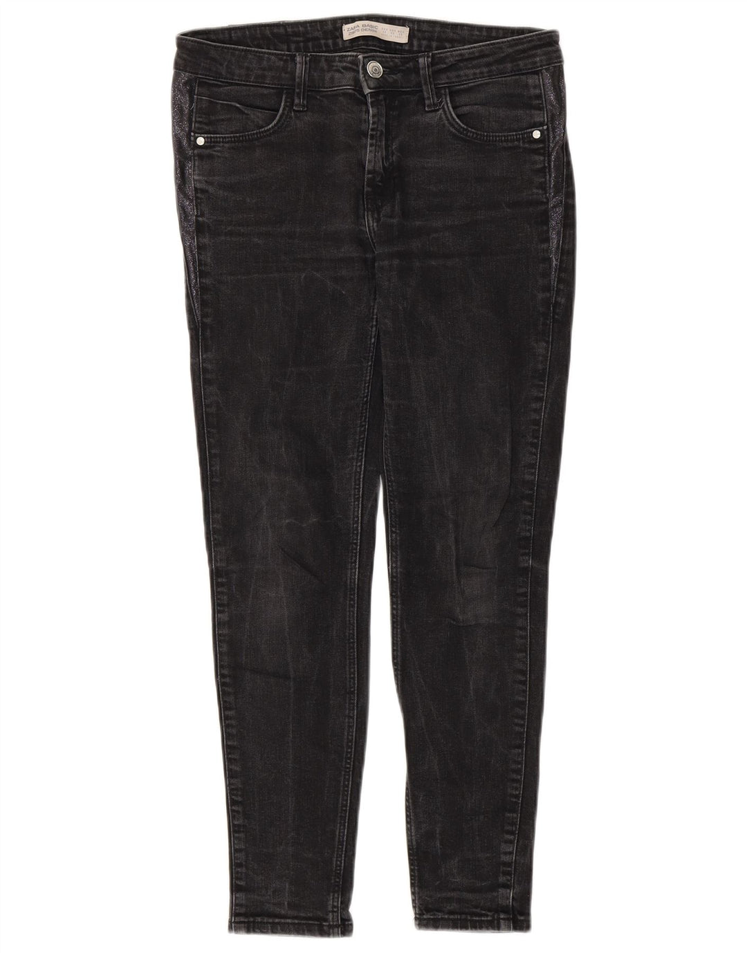 Jeans slim da donna Zara EU 38 Small W28 L27 Grigio