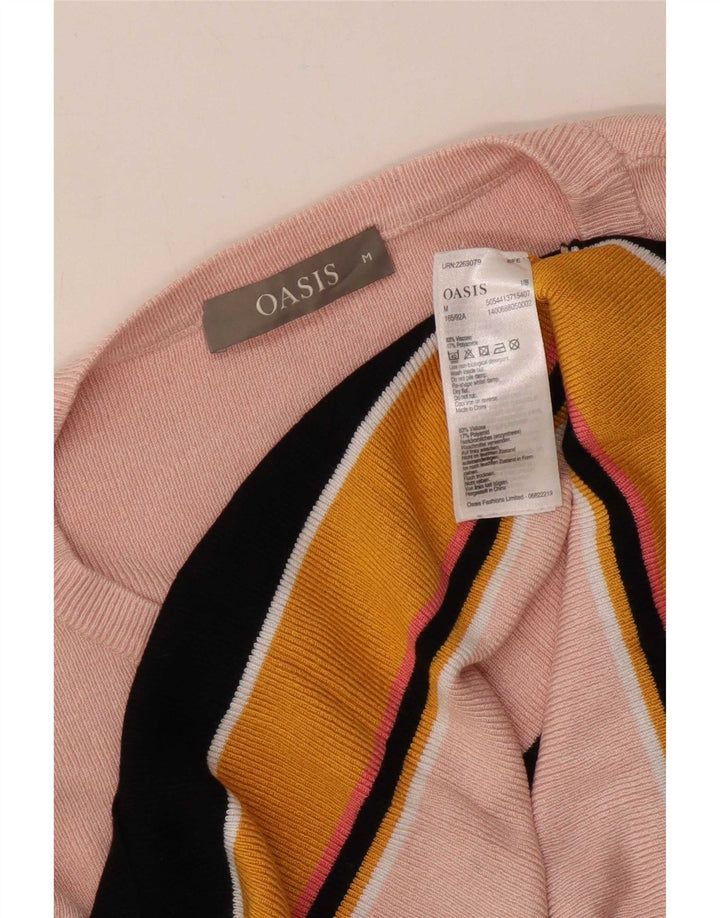 Maglione maglione con scollo a barca da donna Oasis UK 12 a righe multicolori medie