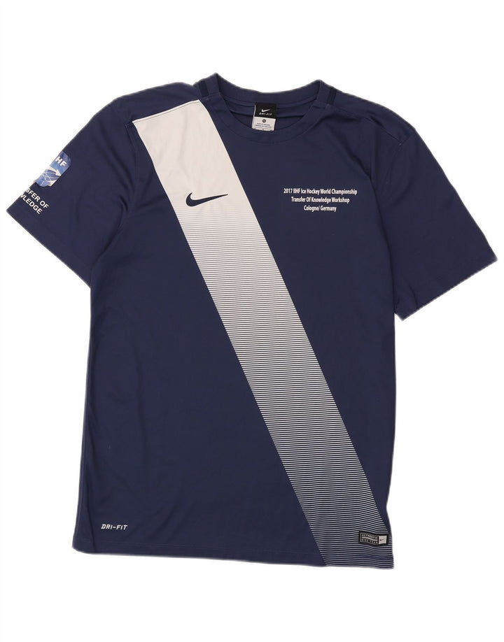T-shirt grafica da uomo Nike Dri Fit Top color block medio blu navy