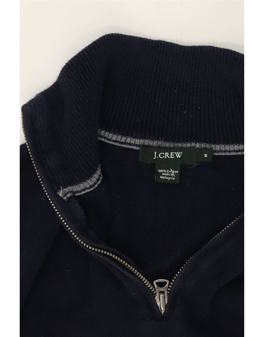 J. Crew Maglione da uomo con zip e collo in cotone medio blu navy