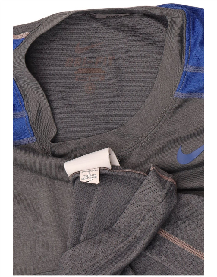 T-shirt Nike da uomo Top Small in poliestere color block grigio