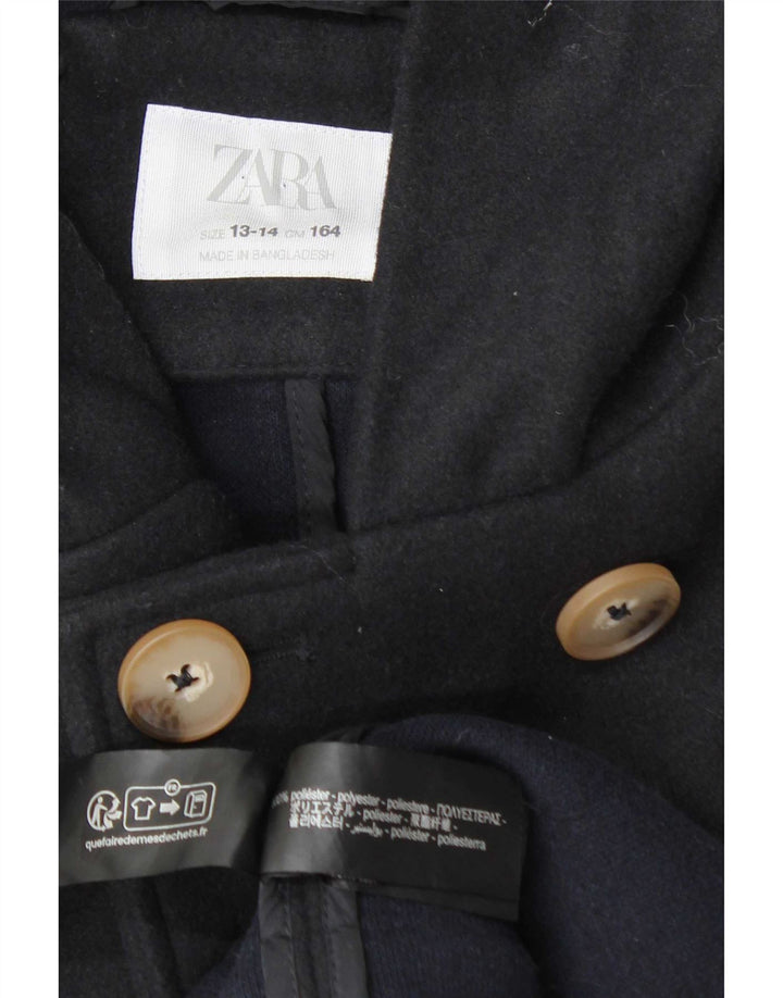 Cappotto doppiopetto con cappuccio per ragazze Zara 13-14 anni in poliestere blu navy