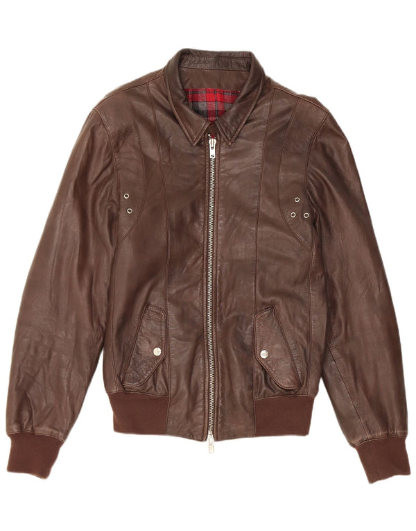 Giacca in pelle vintage da donna IT 48 XL Marrone