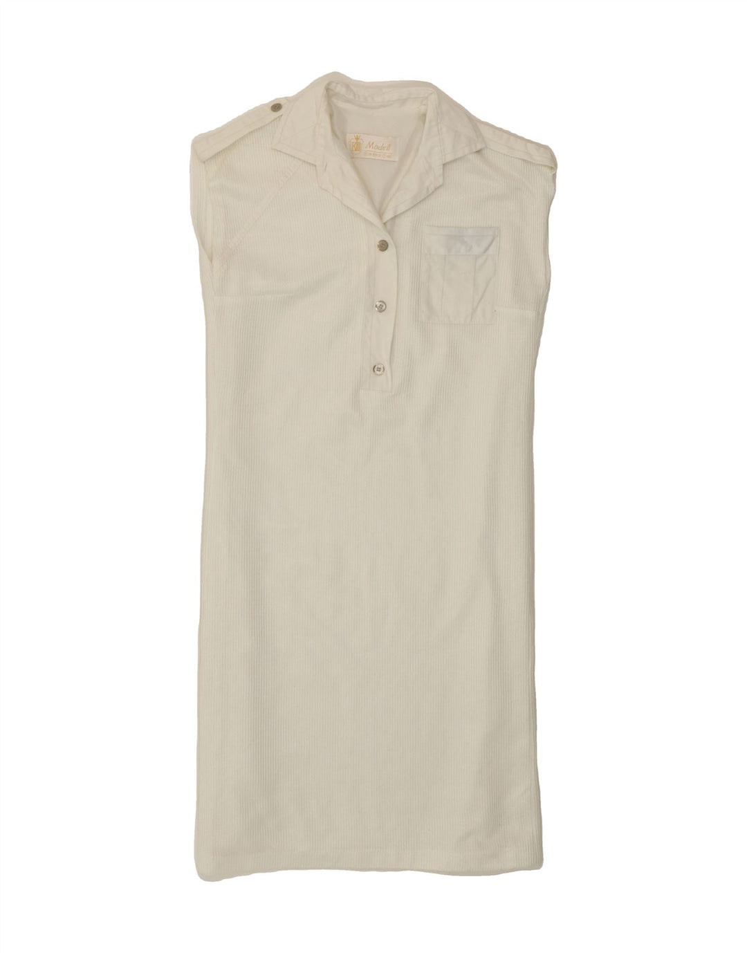 VINTAGE Womens Sleeveless Polo Dress UK 12 Medium White Vintage Vintage and Second-Hand Vintage from Messina Hembry 