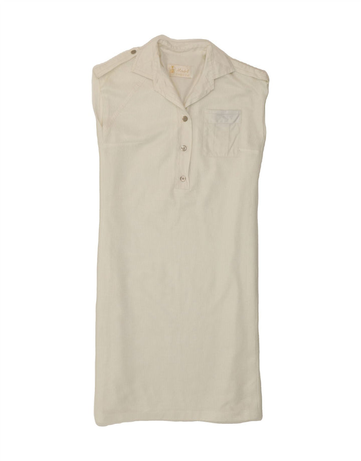 VINTAGE Womens Sleeveless Polo Dress UK 12 Medium White Vintage Vintage and Second-Hand Vintage from Messina Hembry 