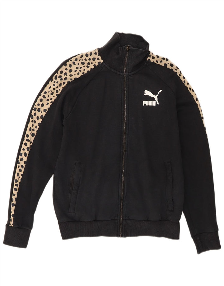 Giacca da ginnastica oversize da donna Puma UK 10 piccola stampa animalier nera