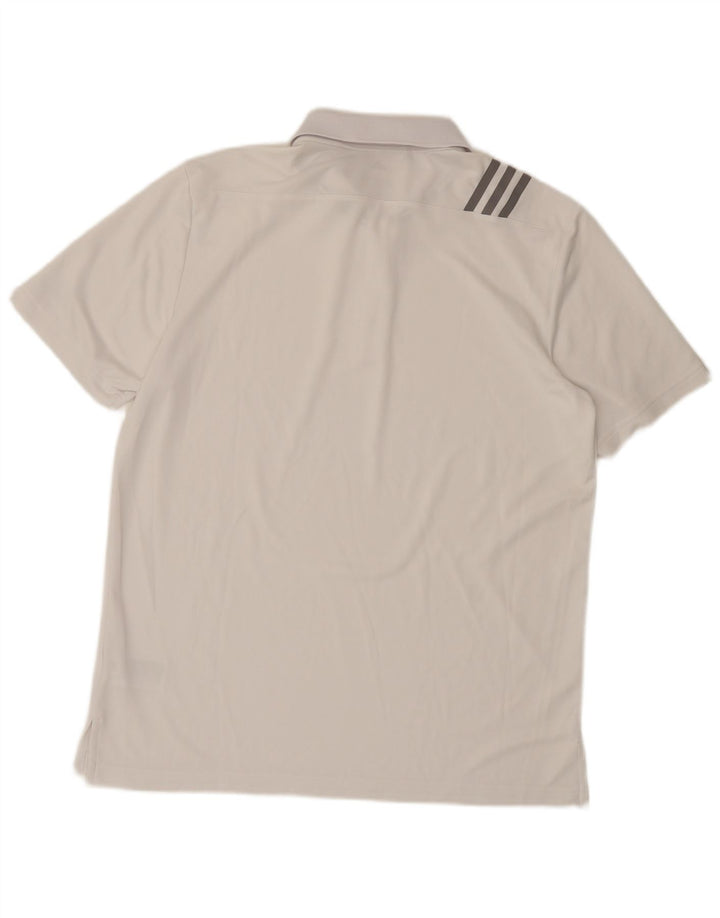Polo Adidas da uomo grande in poliestere bianco