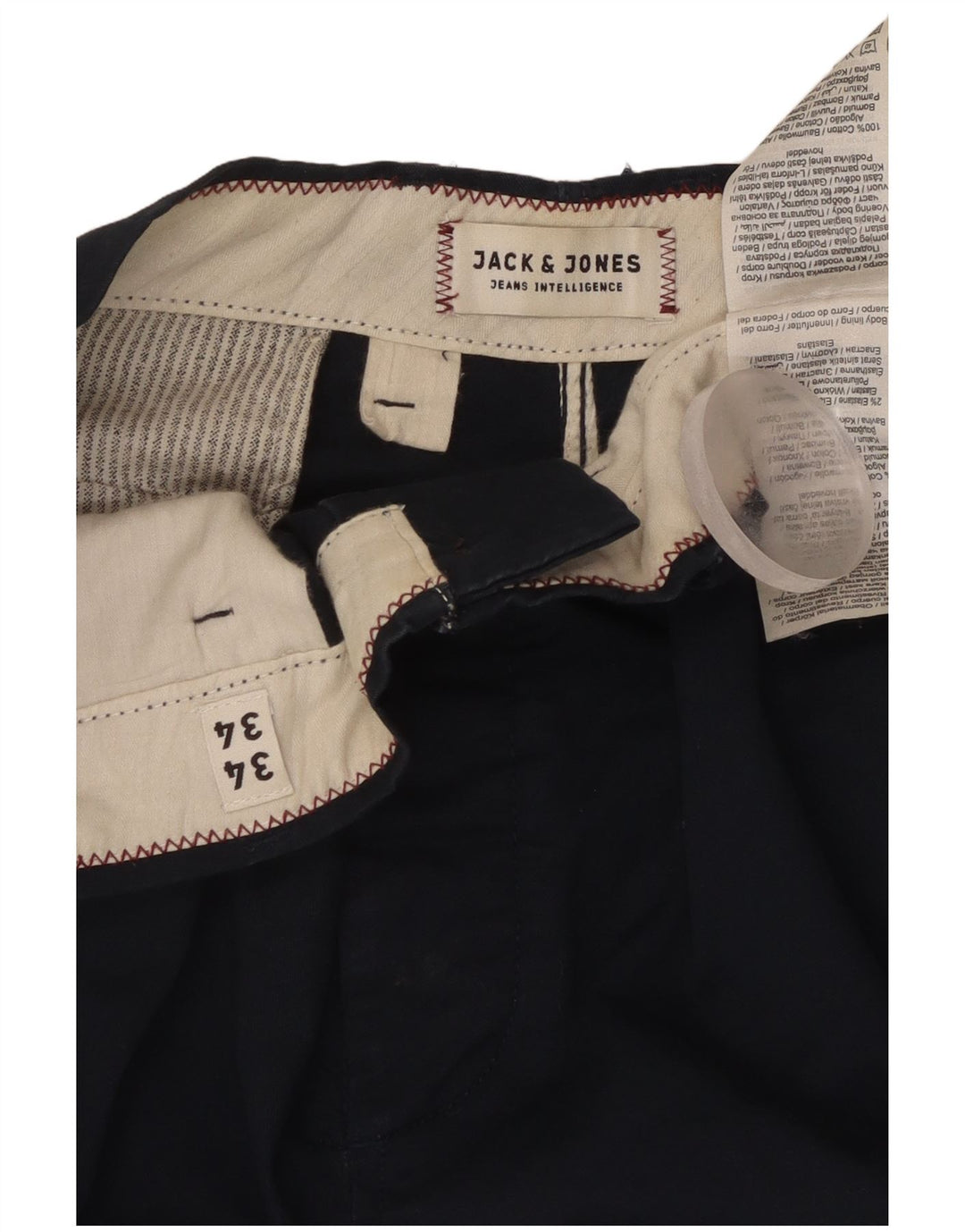 JACK & JONES Pantaloni chino slim da uomo W34 L34 in cotone blu navy