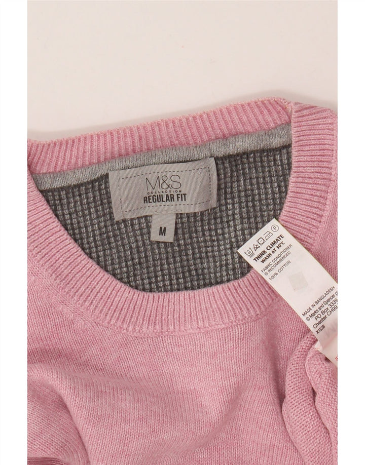 Maglione maglione girocollo vestibilità regolare da uomo Marks & Spencer rosa medio