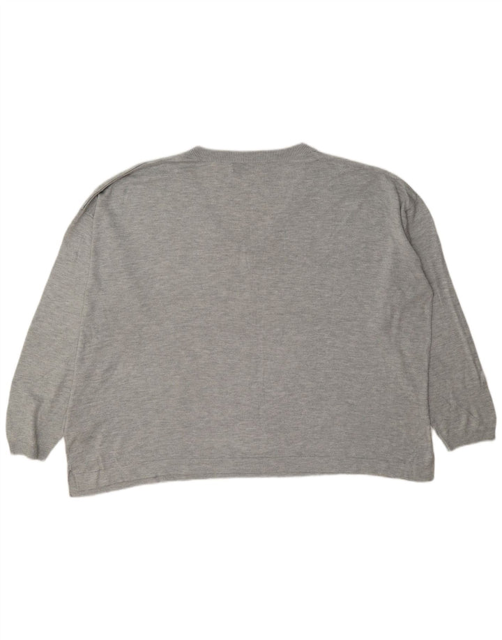 Maglione oversize con scollo a V da donna Marks & Spencer UK 18 XL Grigio