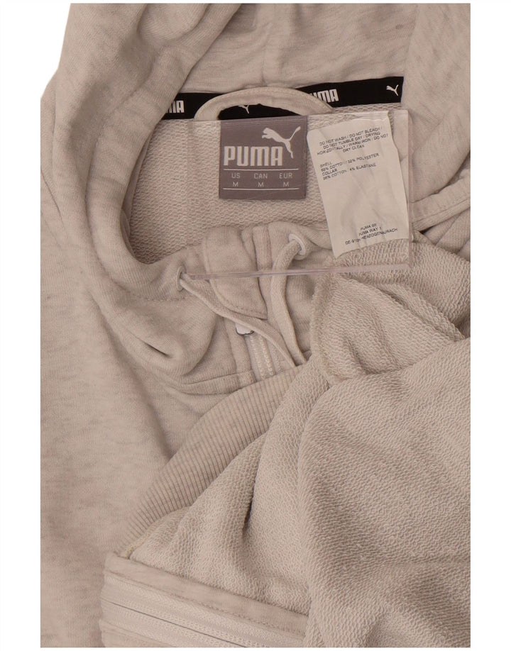 Felpa con cappuccio e zip grafica da uomo Puma in cotone color block grigio medio
