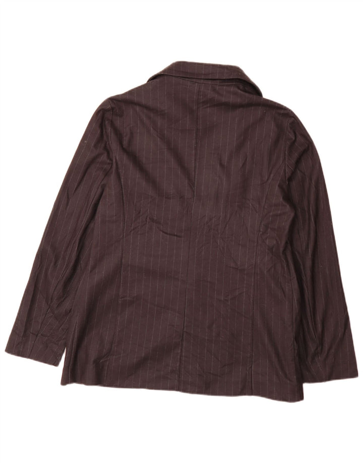 Giacca blazer da donna a 1 bottone Benetton UK 12 media nera a righe classica
