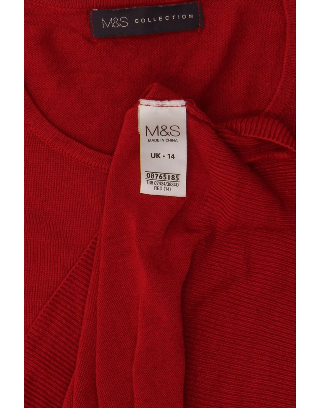 Maglione maglione girocollo da donna Marks & Spencer UK 14 grande rosso