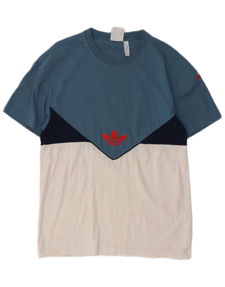 T-shirt da uomo Adidas Top Small blu in cotone color block
