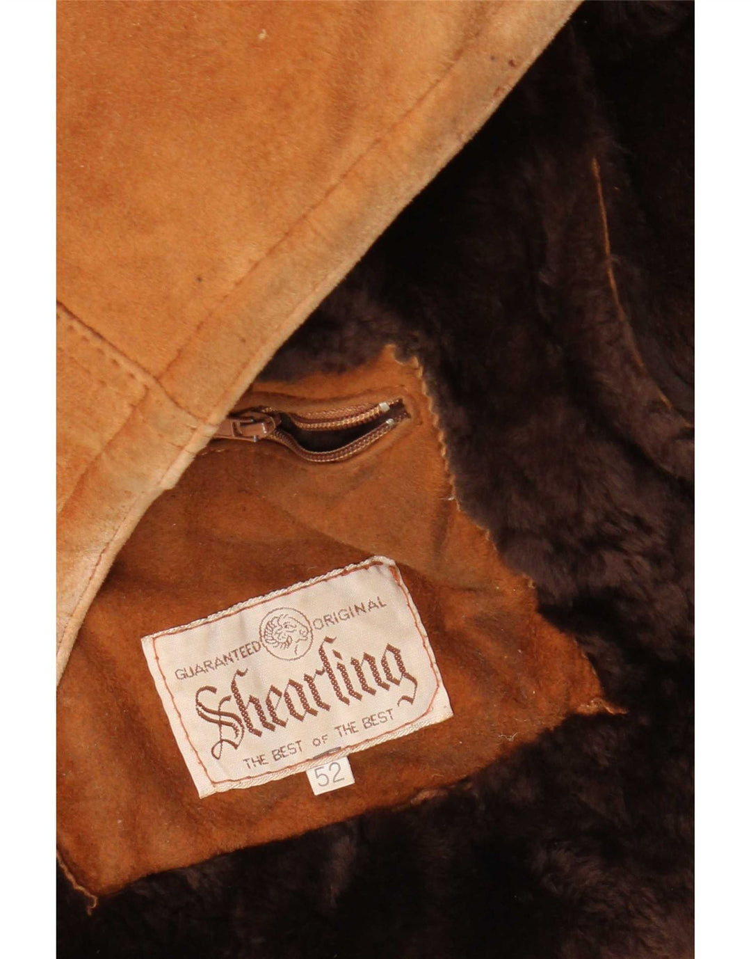 Giacca in shearling vintage da uomo IT 52 XL Marrone