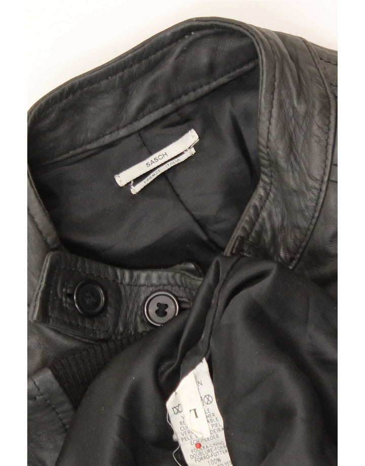 Giacca in pelle militare da uomo Sasch UK 40 grande nera