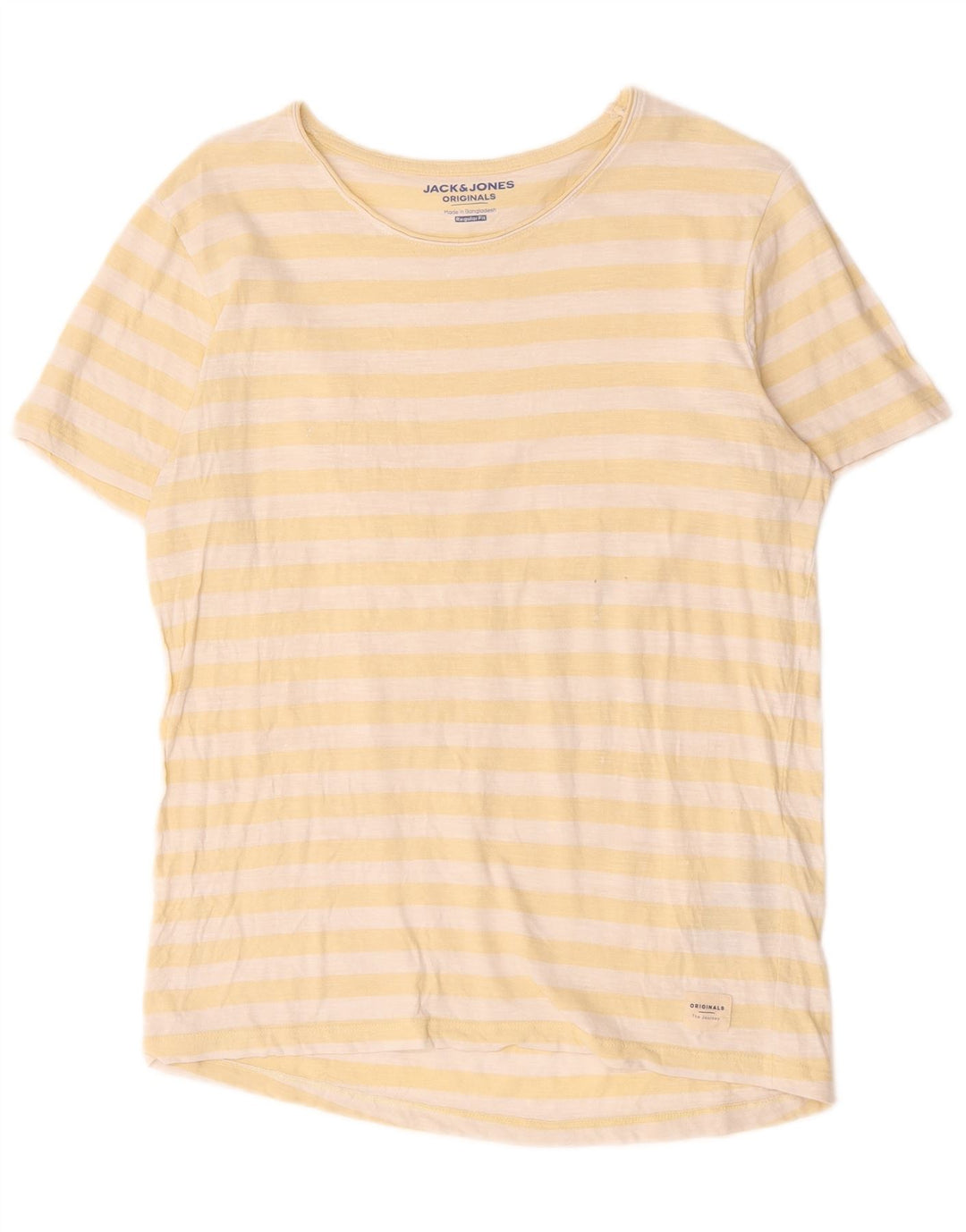 T-shirt da uomo Jack & Jones Top in cotone a righe gialle medie
