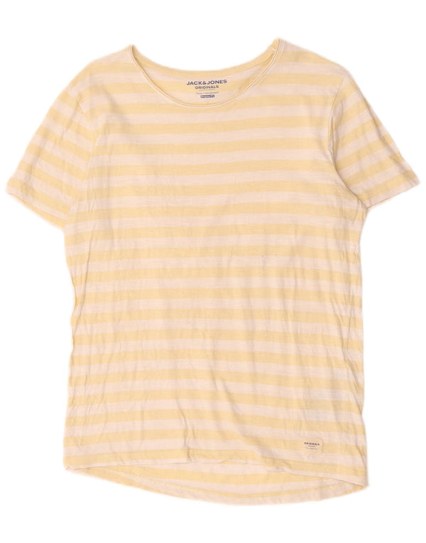 T-shirt da uomo Jack & Jones Top in cotone a righe gialle medie