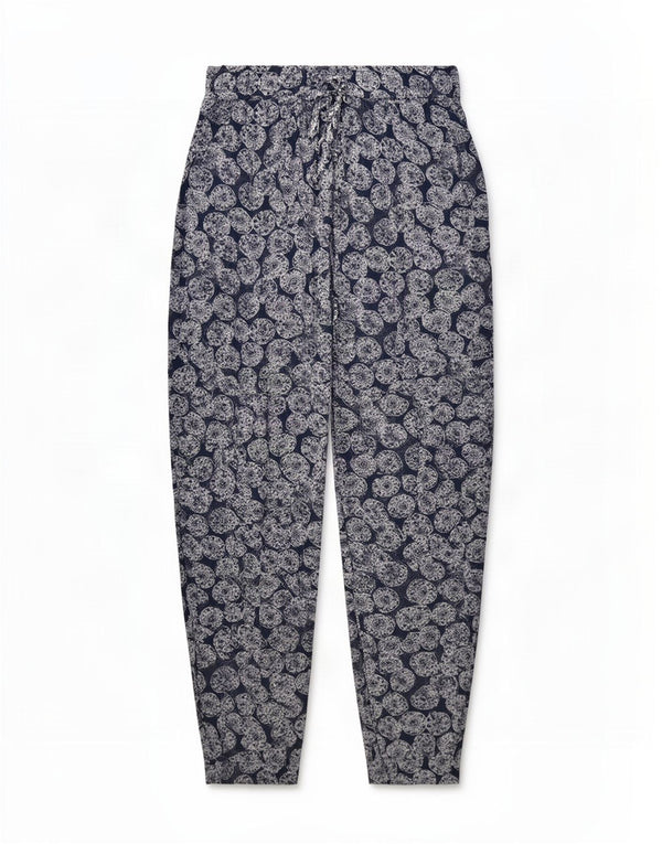 Fat Face Womens Joggers Trousers UK 8 Small W27 L27 Navy Blue Floral