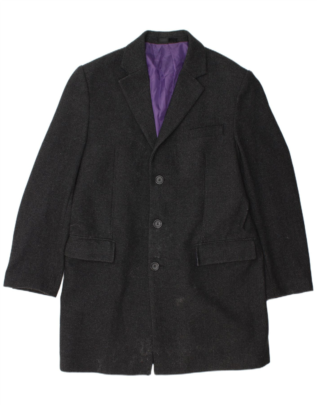 Cappotto da uomo Marks & Spencer vestibilità regolare UK 40 grande lana nera