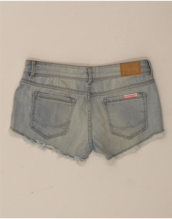 Pantaloncini di jeans da donna Superdry W26 piccolo cotone floreale blu