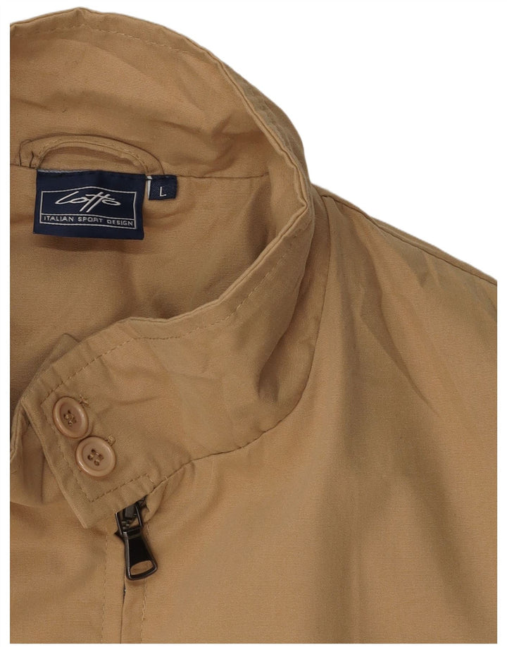 LOTTO Mens Bomber Jacket UK 40 Large Beige Cotton