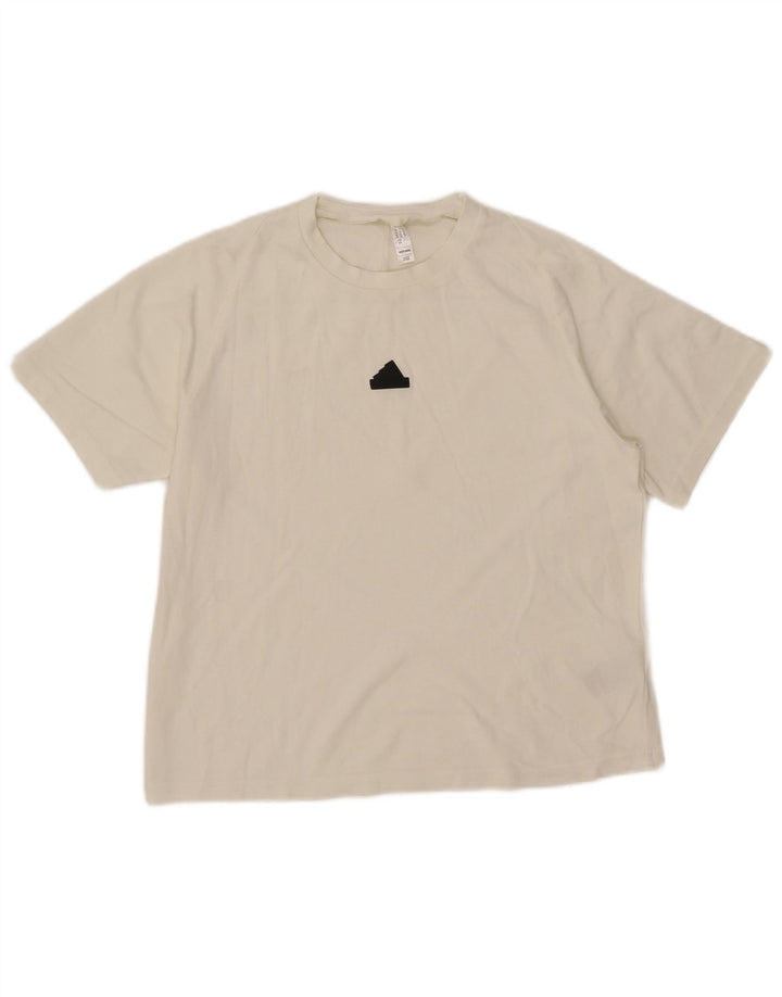 T-shirt da donna Adidas Top UK 12/14 cotone bianco medio
