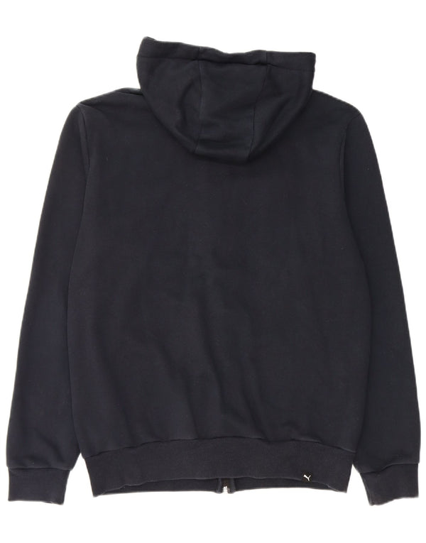 Felpa con cappuccio e zip grafica da uomo Puma piccola in cotone blu navy