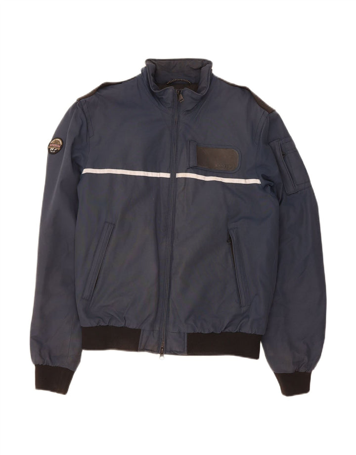 MUSEUM Mens Padded Bomber Jacket UK 38 Medium Navy Blue Polyamide