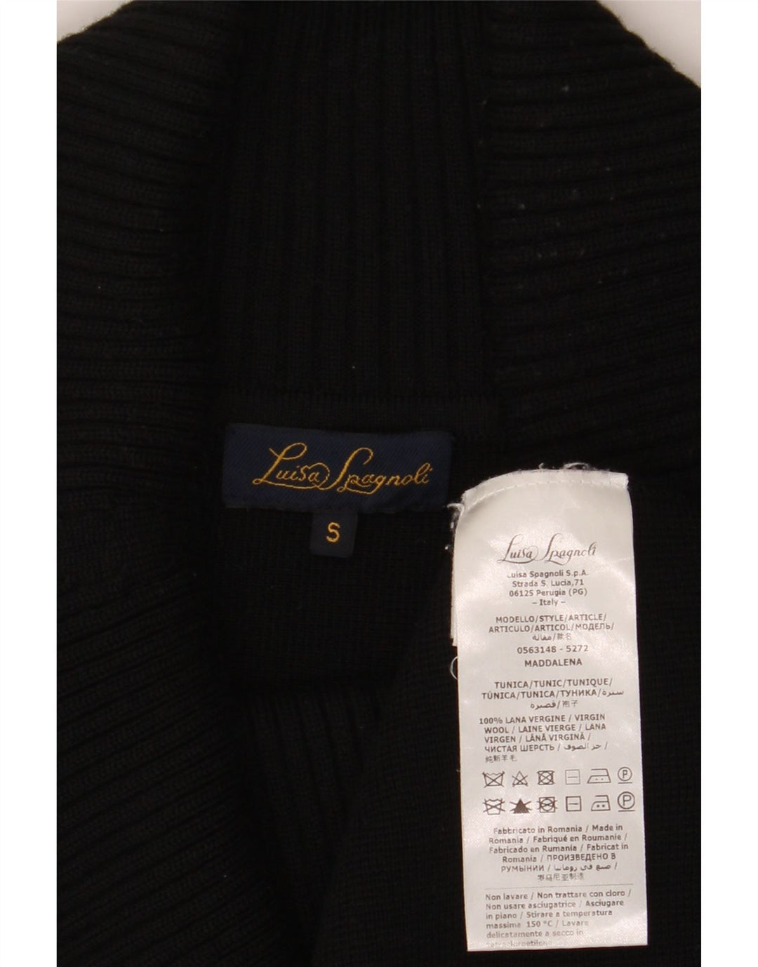 Luisa Spagnoli maglione maglione da donna con collo alto UK 10 piccolo nero