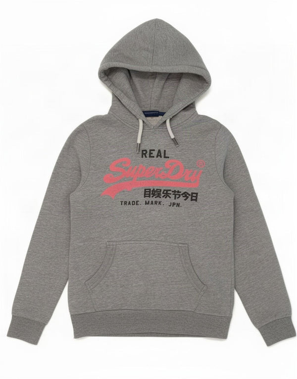 Felpa con cappuccio grafica da donna Superdry UK 8 Small Cotone grigio