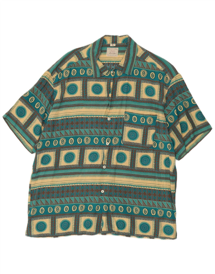 Ciao Camicia da uomo a maniche corte grande turchese geometrica