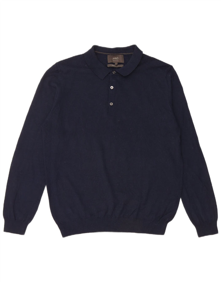 Maglione da uomo Marks & Spencer con collo alto, grande, in acrilico blu navy