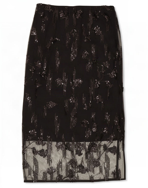 Gonna lunga Marks & Spencer da donna Petite in pizzo UK 8 piccola W26 nera floreale